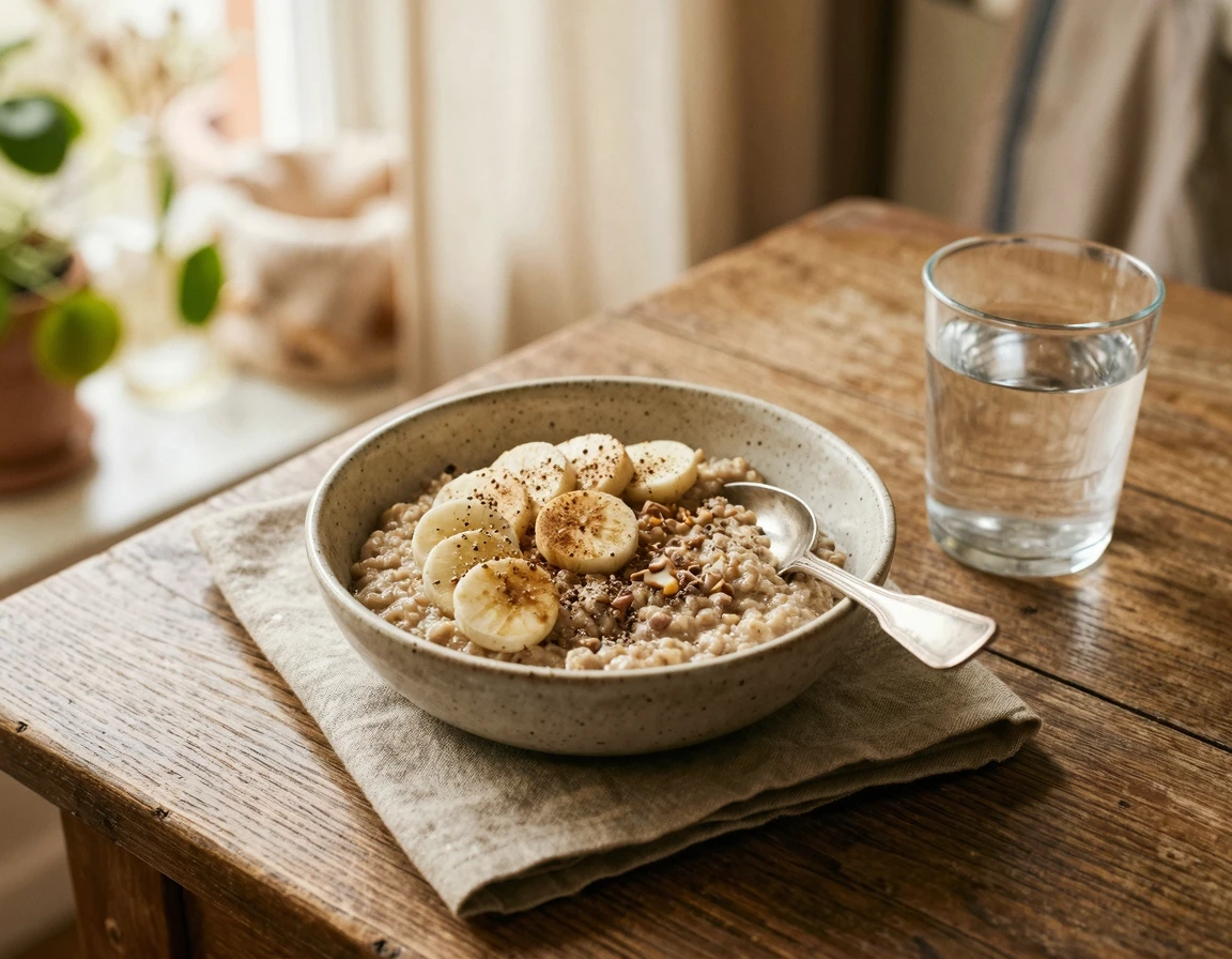 바나나와 오트밀로 구성된 경기 전 가벼운 식사