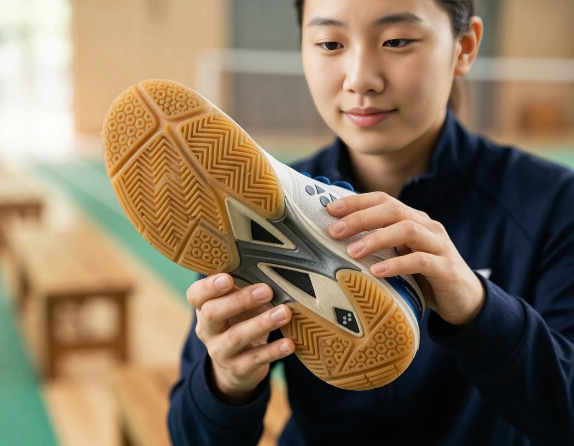 배드민턴화의 아치 서포트와 밑창 디테일
