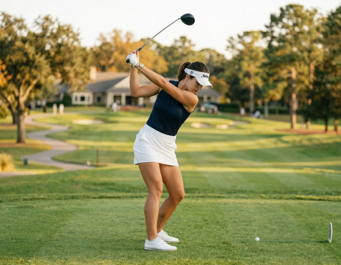 간결한 백스윙 탑 자세를 취하는 골퍼