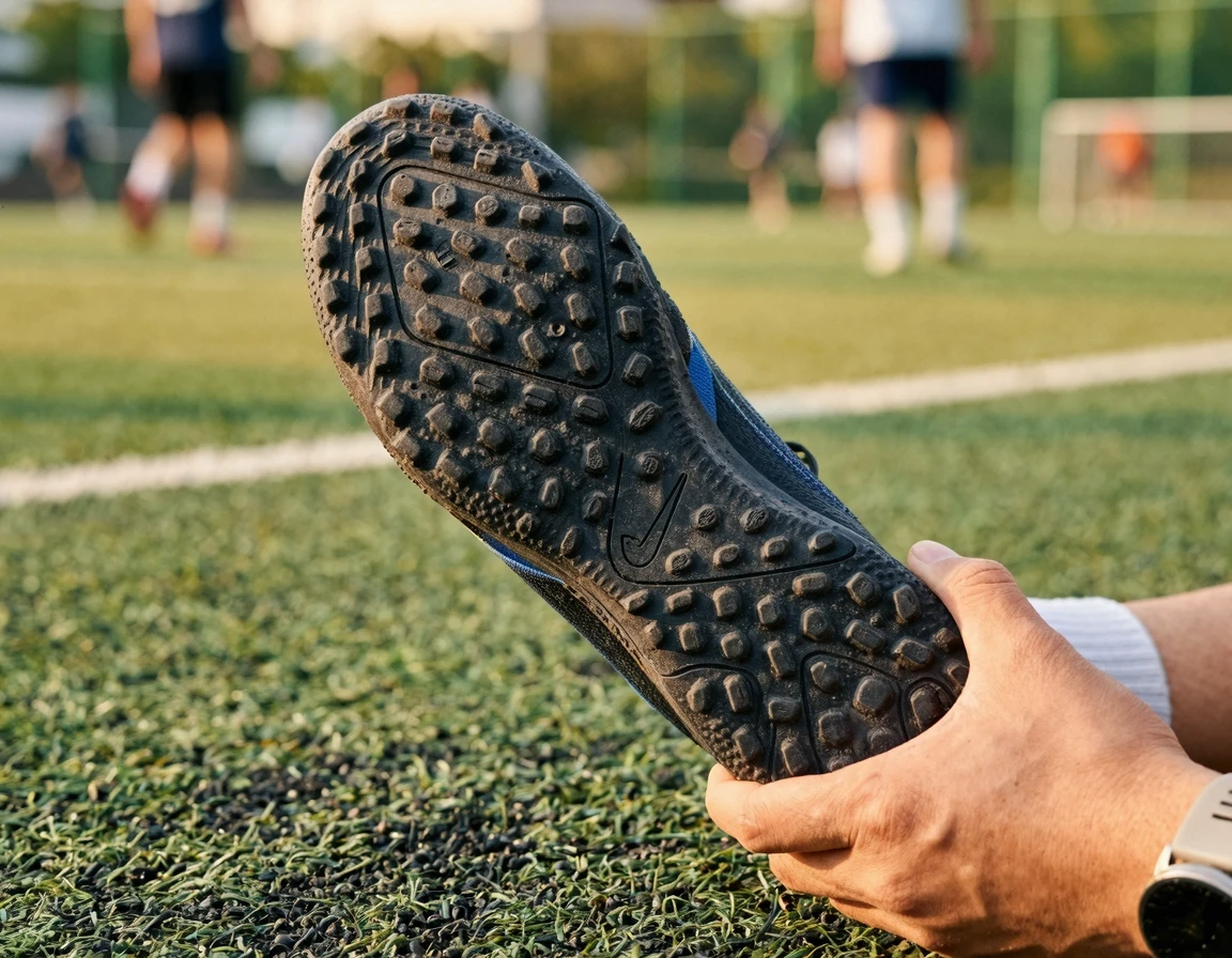 터프화 바닥의 자잘한 고무 스터드 클로즈업