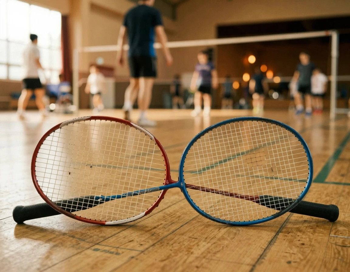 텐션이 다른 두 개의 배드민턴 라켓 비교