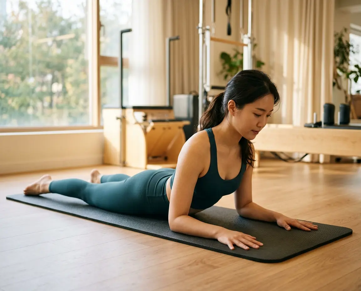 디스크 회복에 도움을 주는 가벼운 신전 운동인 베이직 스완 자세